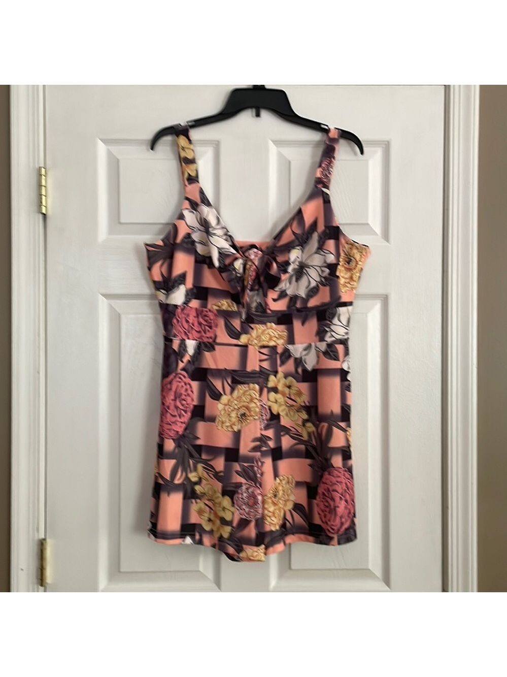 Floral Peach-Rose Romper Swimsuit Cover-Up